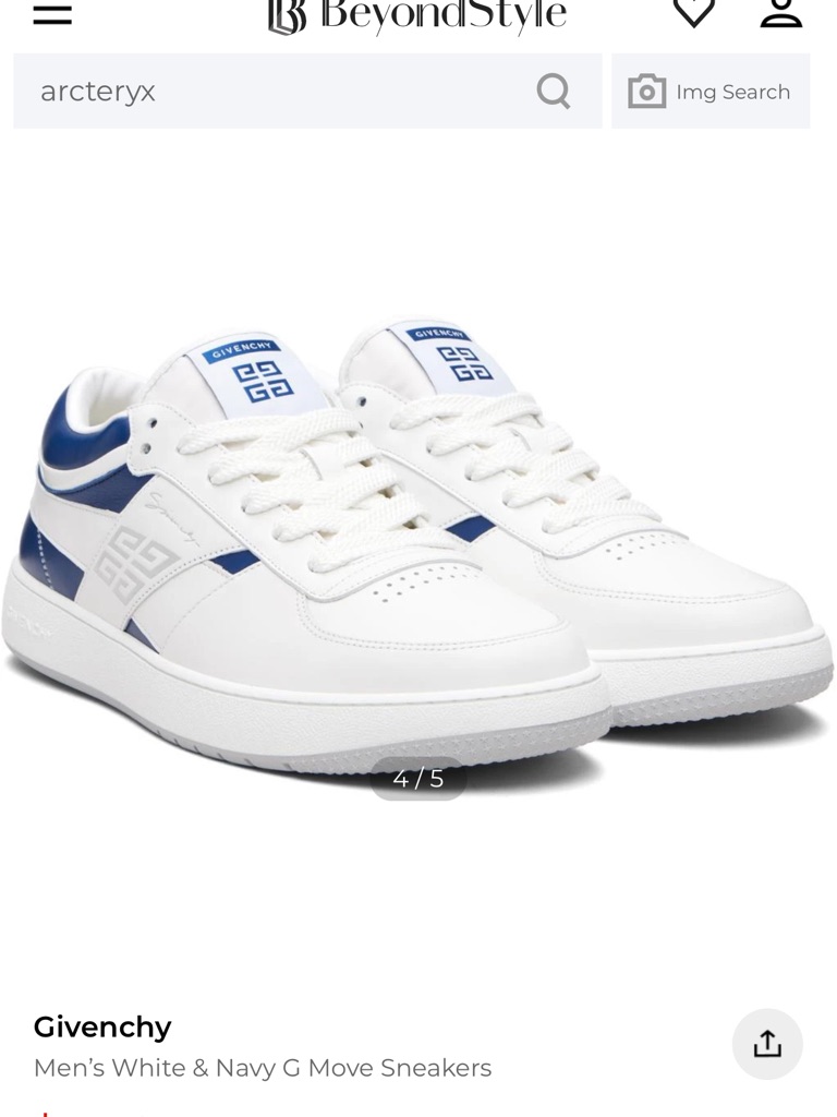 Givenchy White And Navy Low-Top Leather Sneakers